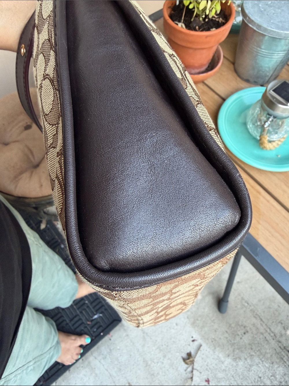 Coach Brown Signature Canvas Crossbody with Gold Dufflette - Picture 3 of 16